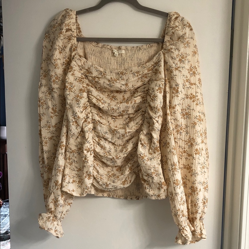 Floral and Cream Cotton Gauze Cottagecore Blouse